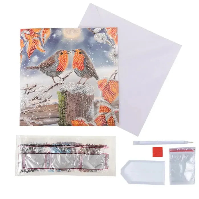 Kissing Robins Crystal Art Card Kit Craft Buddy (ONLINE ORDER ONLY)