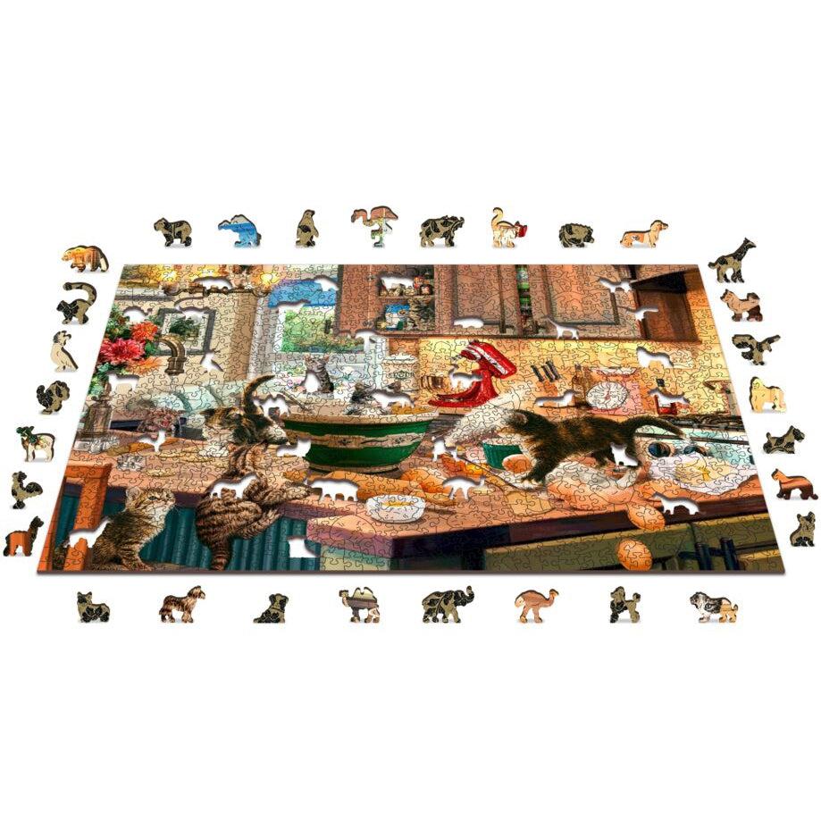Kitten Kitchen Capers 1010 Piece Wood Jigsaw Puzzle Wooden City (ONLINE ORDER ONLY)