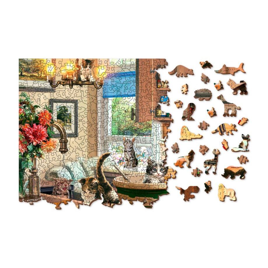 Kitten Kitchen Capers 1010 Piece Wood Jigsaw Puzzle Wooden City (ONLINE ORDER ONLY)