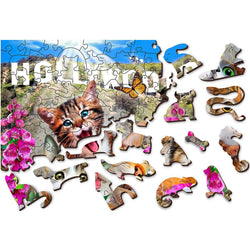 Kittens in Hollywood 75 Piece Wood Jigsaw Puzzle Wooden City