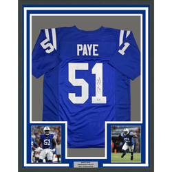 Framed Autographed/Signed Kwity Paye 35x39 Indianapolis Blue Football Jersey Beckett BAS COA