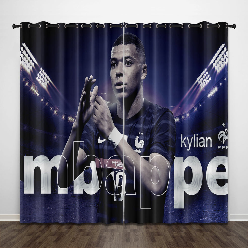 Kylian Mbappé Curtains Pattern Blackout Window Drapes (Online Order Only)