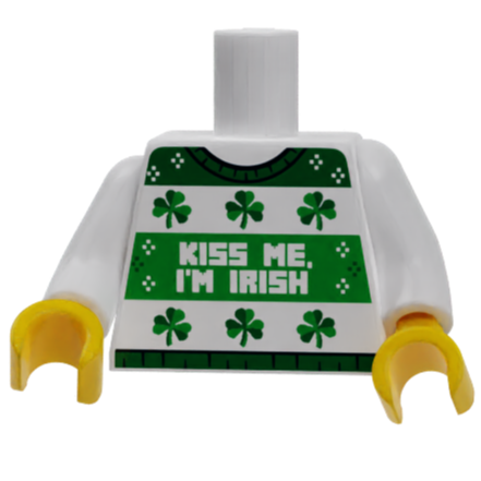 B3 Customs® Ugly Green St. Patrick's Day Kiss Me I'm Irish Sweater Printed White Torso (Online Order Only)