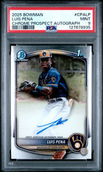 Graded 2025 Topps Bowman Luis Pena #CPALP Chrome Prospects Autograph Rookie RC Baseball Card PSA 9 Mint