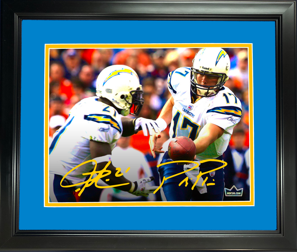 Framed LaDainian Tomlinson & Philip Rivers San Diego Chargers Dual Facsimile Laser Engraved Signature Auto 11"x14"Football Photo HOFSM Holo (ONLINE ORDER ONLY)