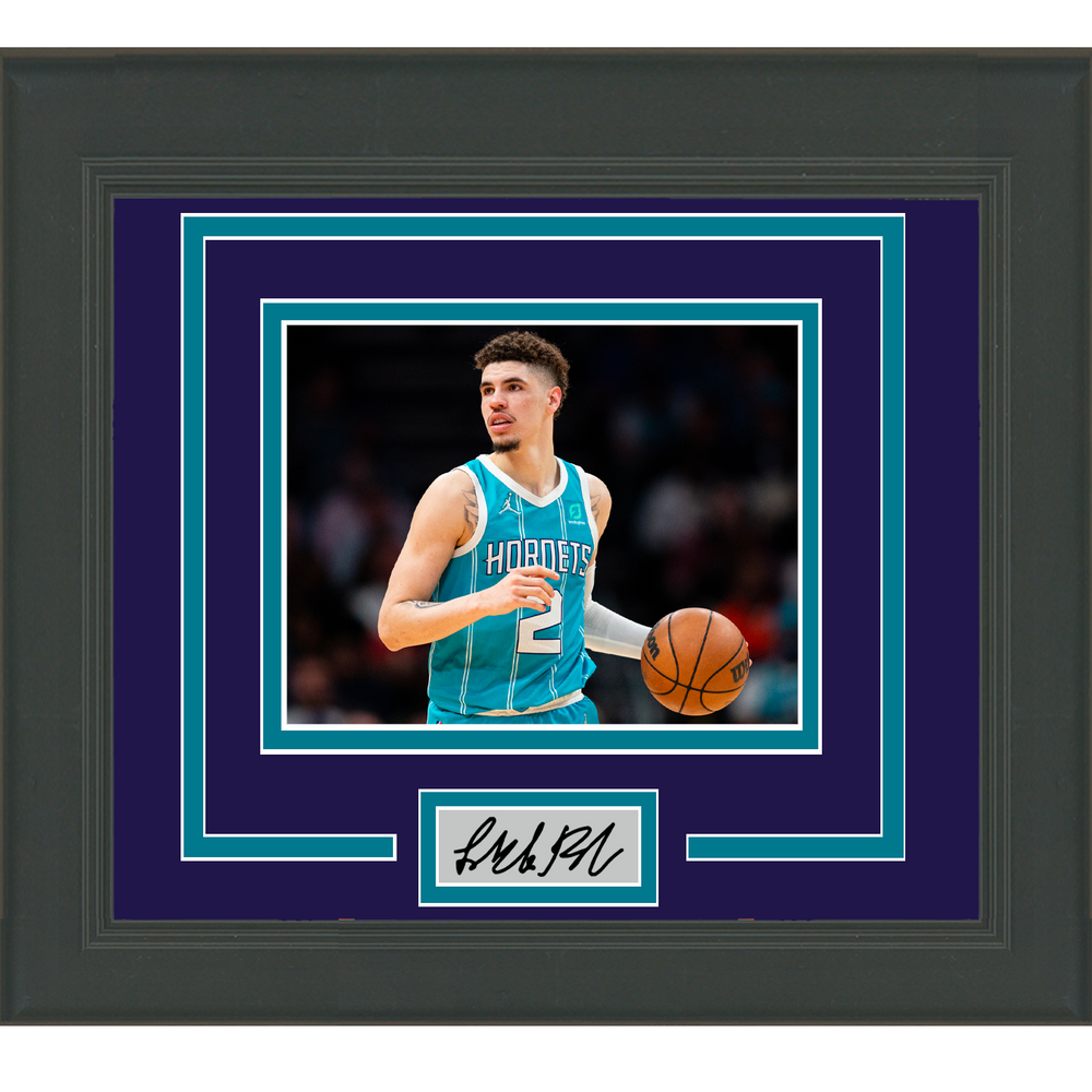 Framed LaMelo Ball Facsimile Laser Engraved Signature Auto Charlotte Hornets 11x14 Basketball Photo (ONLINE ORDER ONLY)