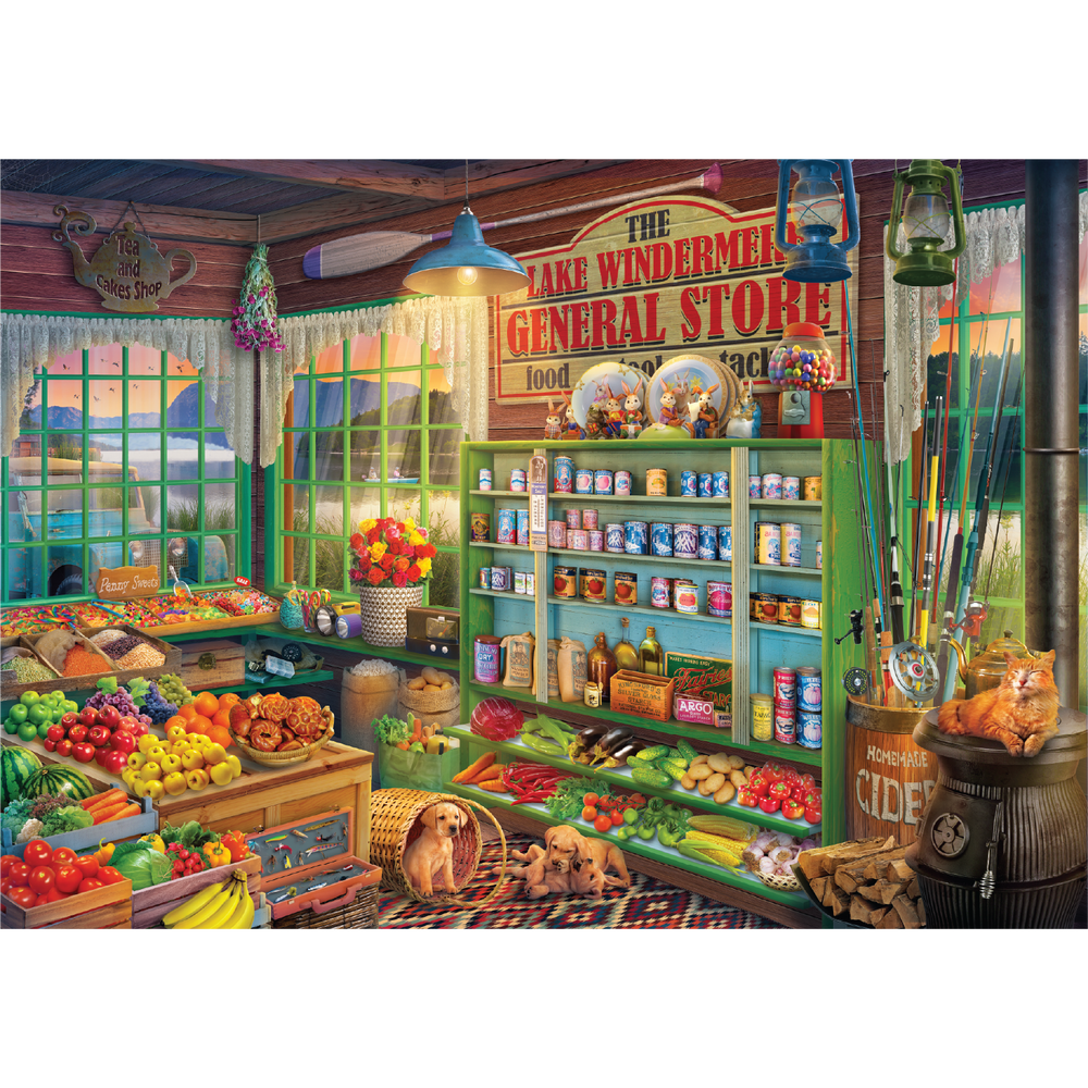 Lake General Store 500 Piece Jigsaw Puzzle in Shaped Box Springbok (ONLINE ORDER ONLY)