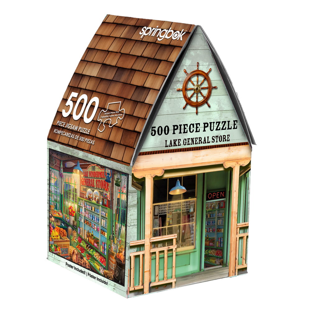 Lake General Store 500 Piece Jigsaw Puzzle in Shaped Box Springbok (ONLINE ORDER ONLY)