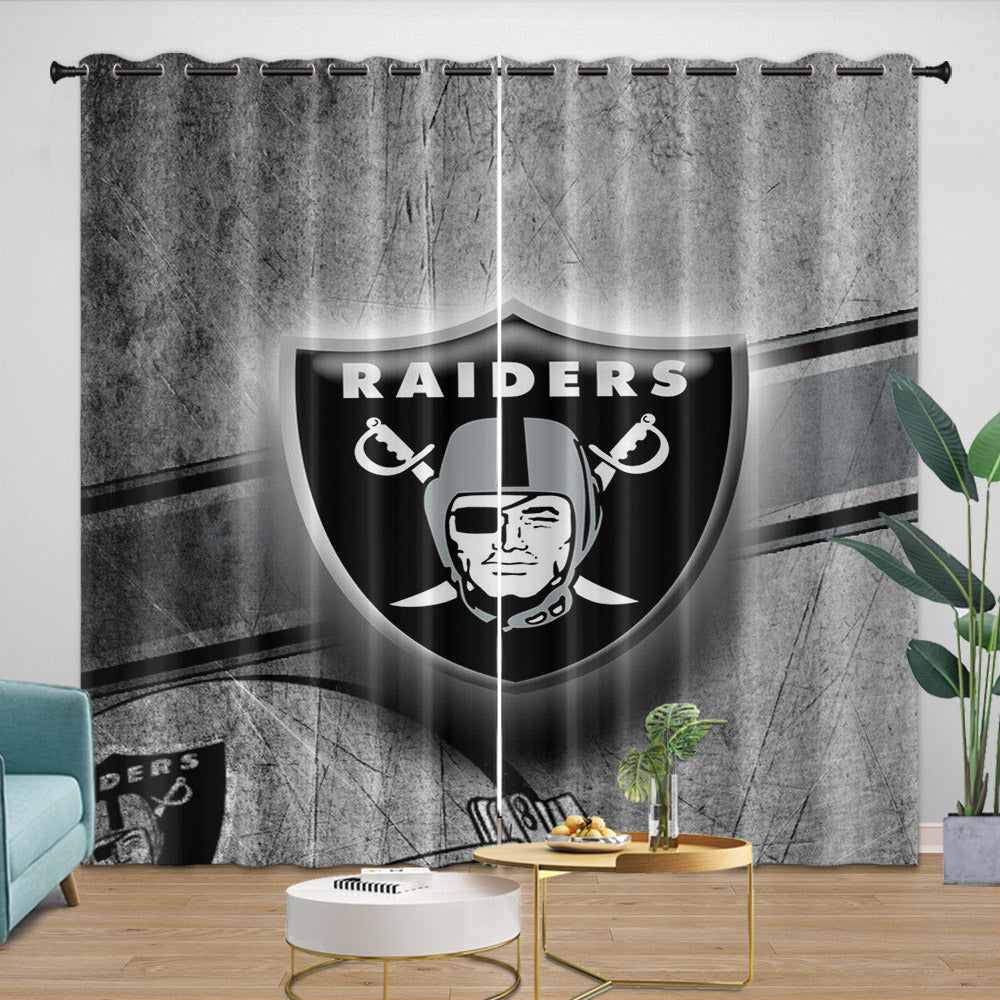 Las Vegas Raiders Curtains Blackout Window Drapes Room Decoration (Online Order Only)