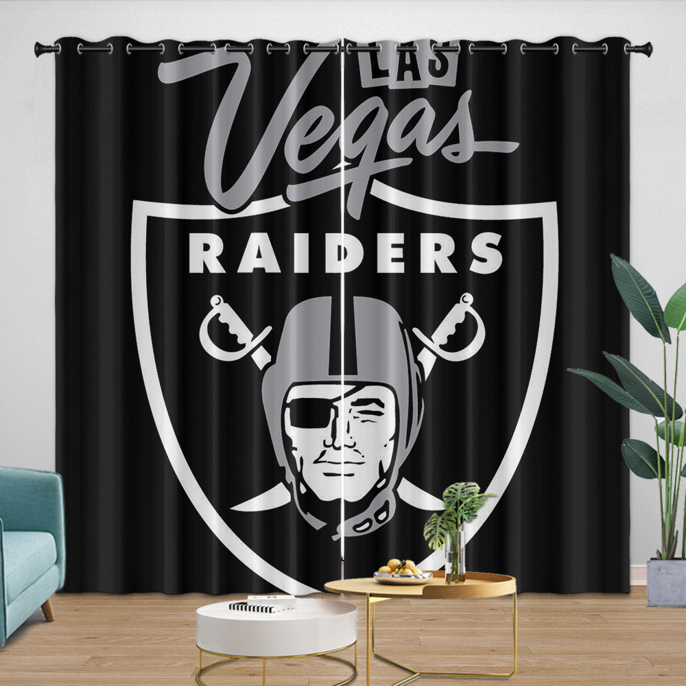 Las Vegas Raiders Curtains Blackout Window Drapes Room Decoration (Online Order Only)