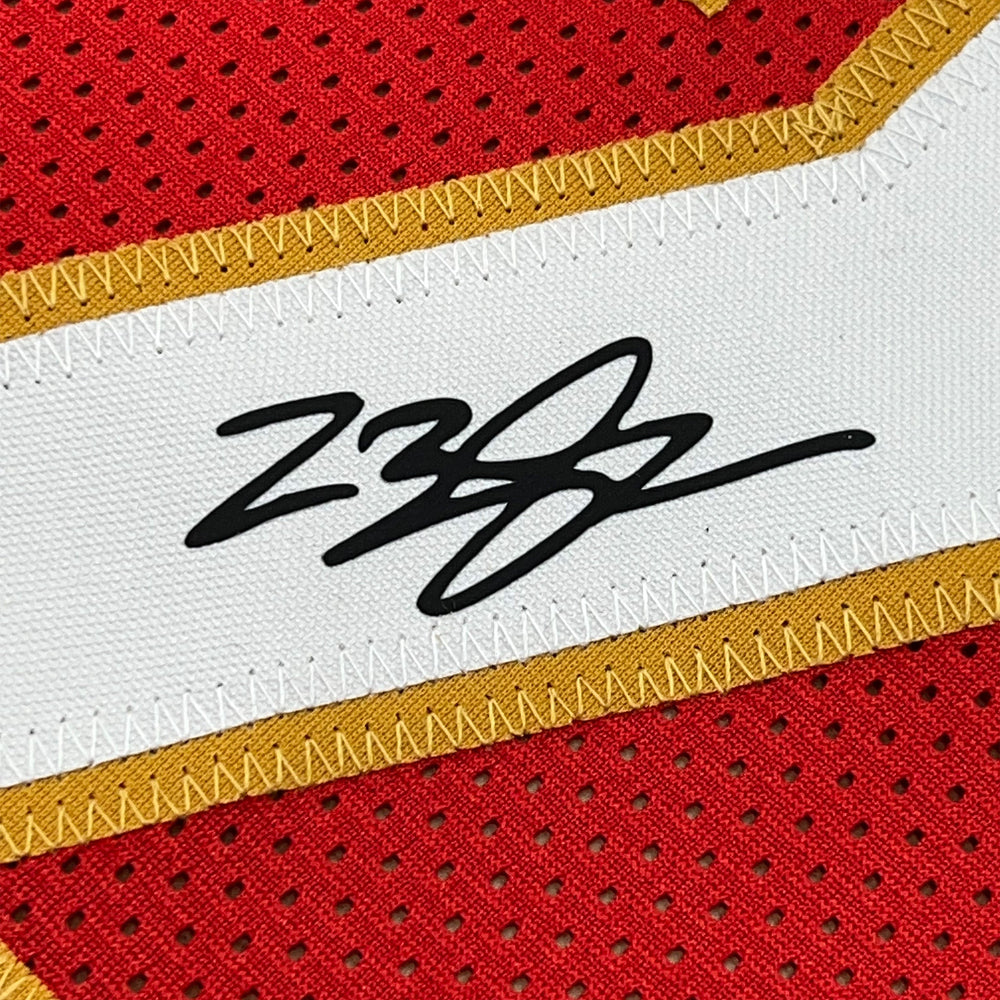 Framed Facsimile Autographed LeBron James 35x39 Cleveland Red Reprint Laser Auto Basketball Jersey (ONLINE ORDER ONLY)