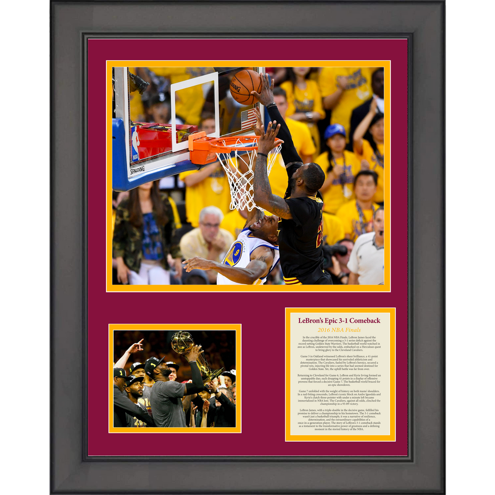 Framed LeBron James 3-1 Comeback 2016 NBA Finals Cleveland Cavaliers Basketball 11"x14" Three Photo Collage (ONLINE ORDER ONLY)