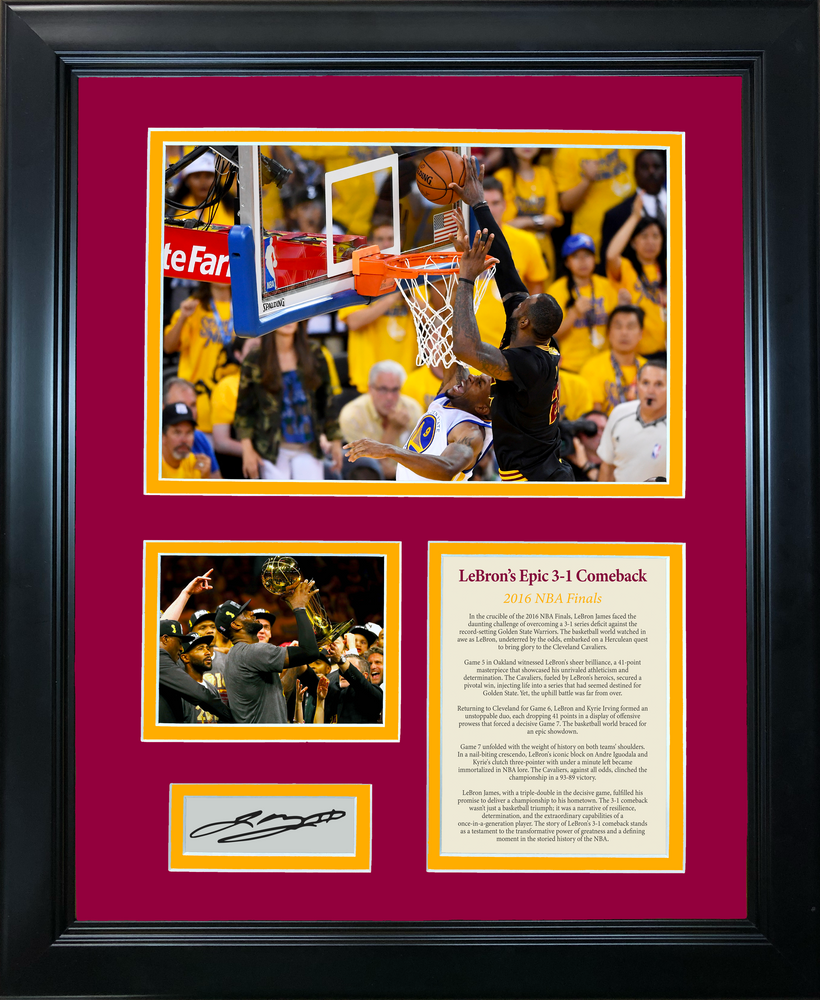 Framed LeBron James 3-1 Comeback 2016 NBA Finals Cleveland Cavaliers Facsimile Laser Engraved Signature Auto Basketball 11"x14" Photo Sig Collage (ONLINE ORDER ONLY)