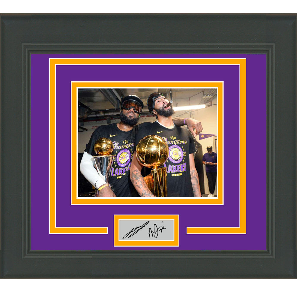 Framed LeBron James Anthony Davis Facsimile Laser Engraved Signature Auto Los Angeles Lakers 11x14 Basketball Photo (ONLINE ORDER ONLY)