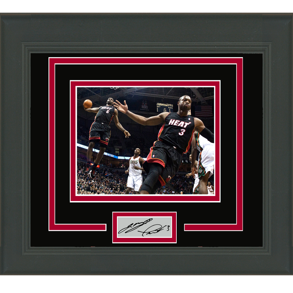 Framed LeBron James Dwyane Wade Facsimile Laser Engraved Signature Dual Auto Miami Heat 11x14 Basketball Photo (ONLINE ORDER ONLY)