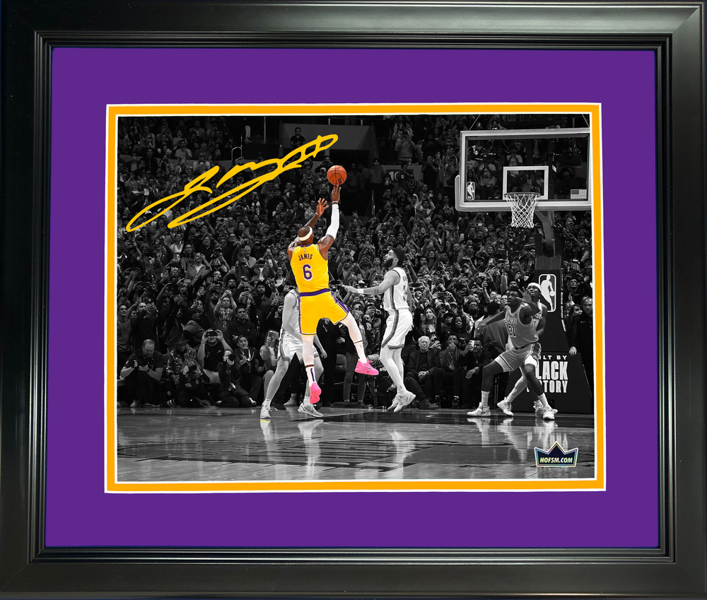Framed LeBron James All-Time Scoring Record Shot Laser Engraved Signature Auto 11"x14" Basketball Photo HOFSM Holo (ONLINE ORDER ONLY)