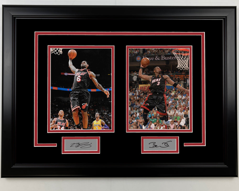 Framed LeBron James & Dwyane Wade Miami Heat 17x23 Dual Basketball Photo