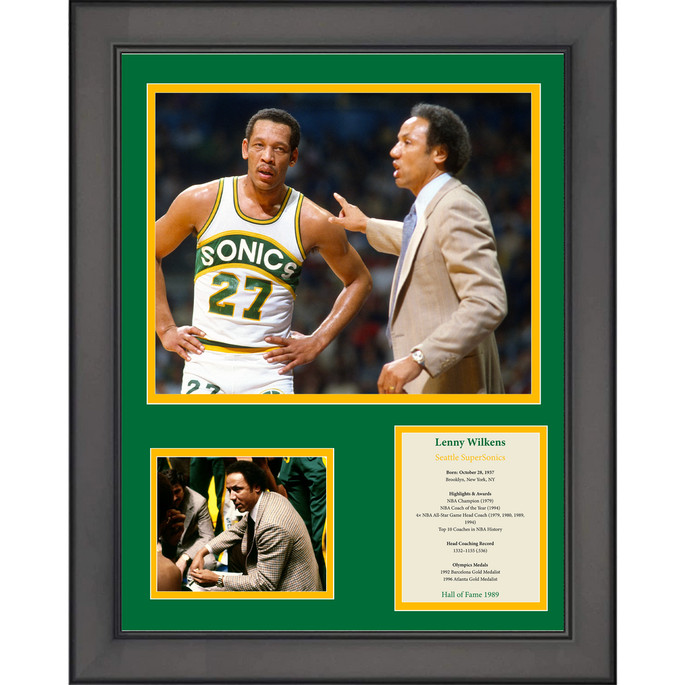Framed Lenny Wilkens Hall of Fame Seattle SuperSonics Basketball 11"x14" Three Photo Collage (ONLINE ORDER ONLY)