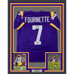 Framed Facsimile Autographed Leonard Fournette 35x39 LSU Purple Reprint Laser Auto College Football Jersey Size Men's XL (ONLINE ORDER ONLY)