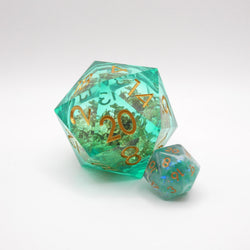 Leprechaun's Gold - Giant D20 Liquid Core DnD Dice Set | Acrylic RPG Gaming Dice (ONLINE ORDER ONLY)