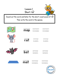 Short and Long Vowel Sounds - Printable Worksheets (ONLINE ORDER ONLY)