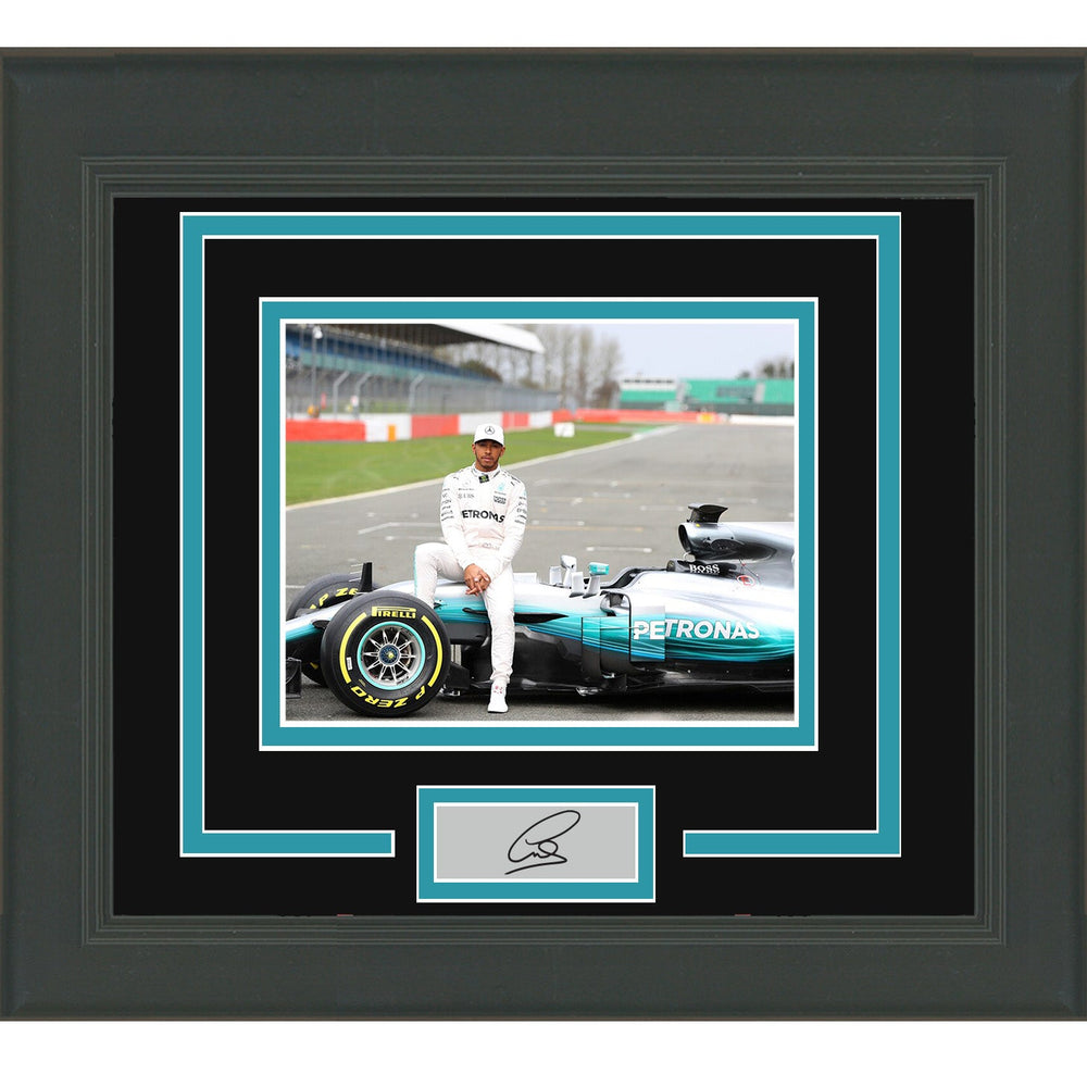 Framed Lewis Hamilton Facsimile Laser Engraved Signature Auto 11x14 F1 Photo (ONLINE ORDER ONLY)