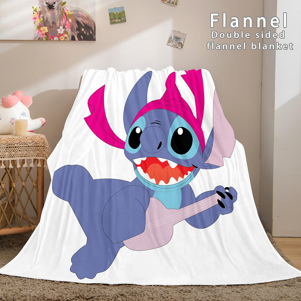 Lilo and Stitch Ohana Flannel Blanket Warm Cozy Throw Bed Blanket (Online Order Only)