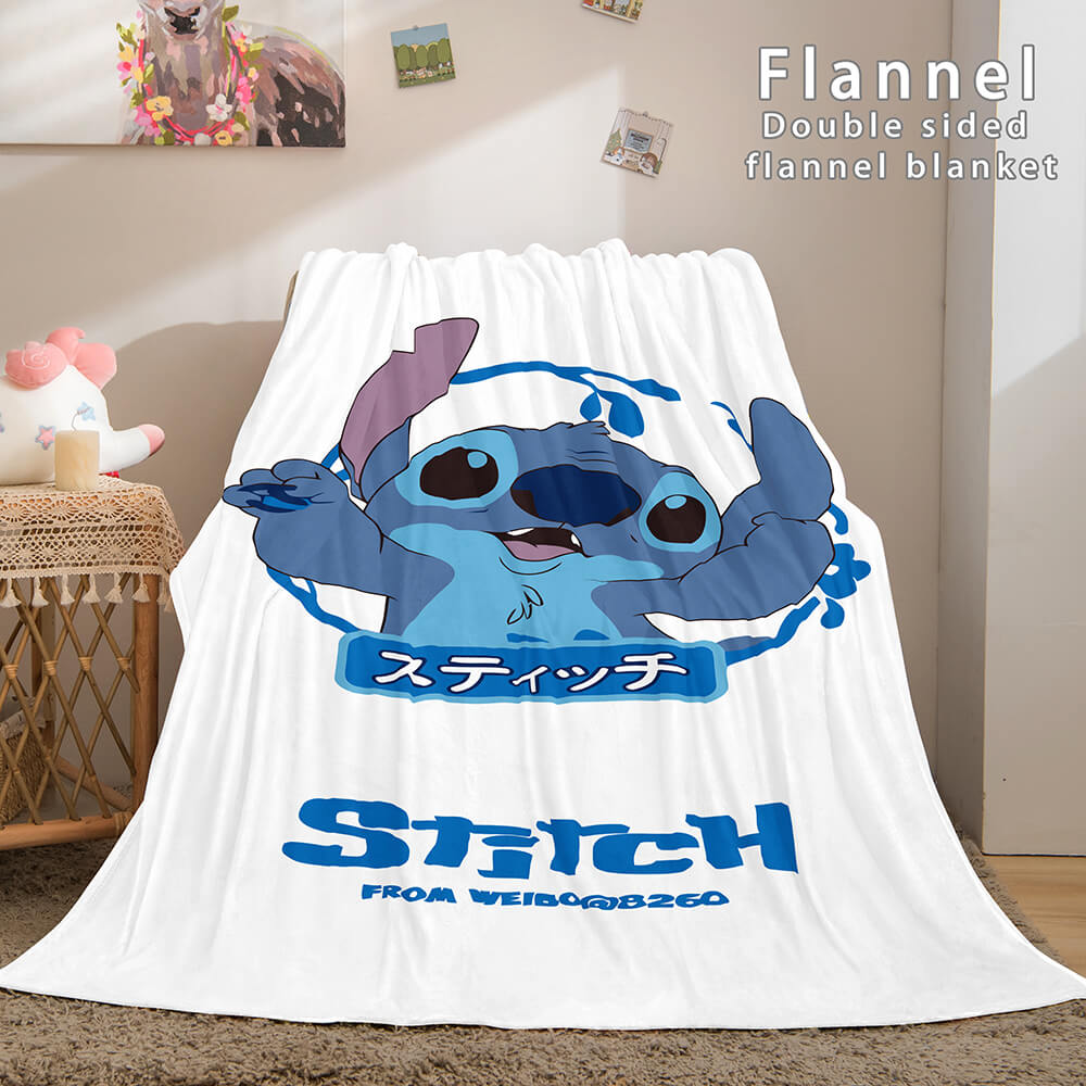 Lilo and Stitch Ohana Flannel Blanket Warm Cozy Throw Bed Blanket (Online Order Only)