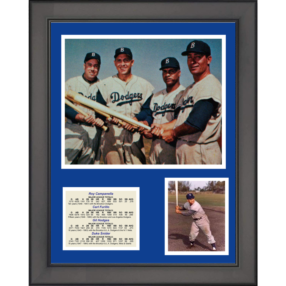 Framed Brooklyn Dodgers Baseball Big 4 Roy Campanella, Carl Furillo, Gil Hodges and Duke Snider 11"x14" Three Photo Collage (ONLINE ORDER ONLY)
