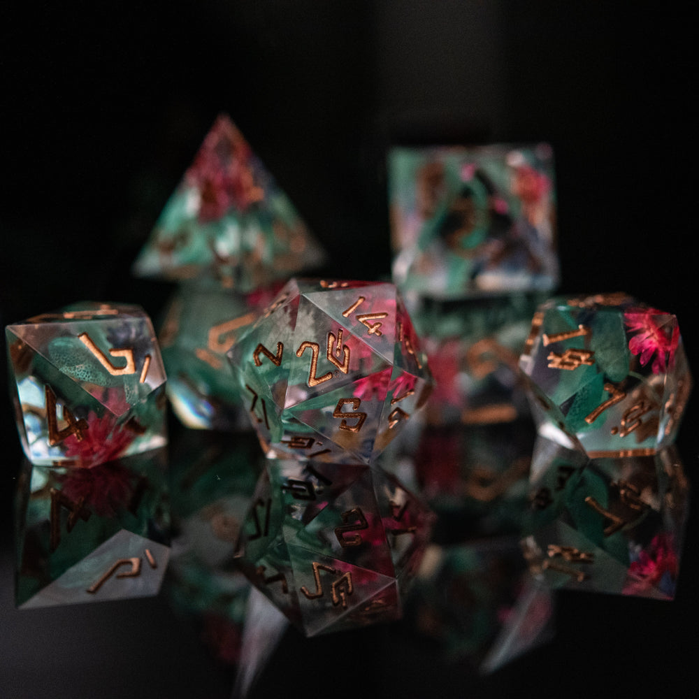 Pre-Order|| Lotus Blossom Sharp-Edged Resin Dice Set