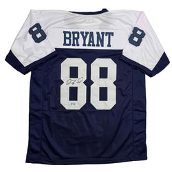 Autographed/Signed Dez Bryant Dallas Thanksgiving Day Football Jersey Beckett BAS COA