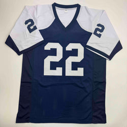 Autographed/Signed Emmitt Smith Dallas Thanksgiving Football Jersey Beckett BAS COA