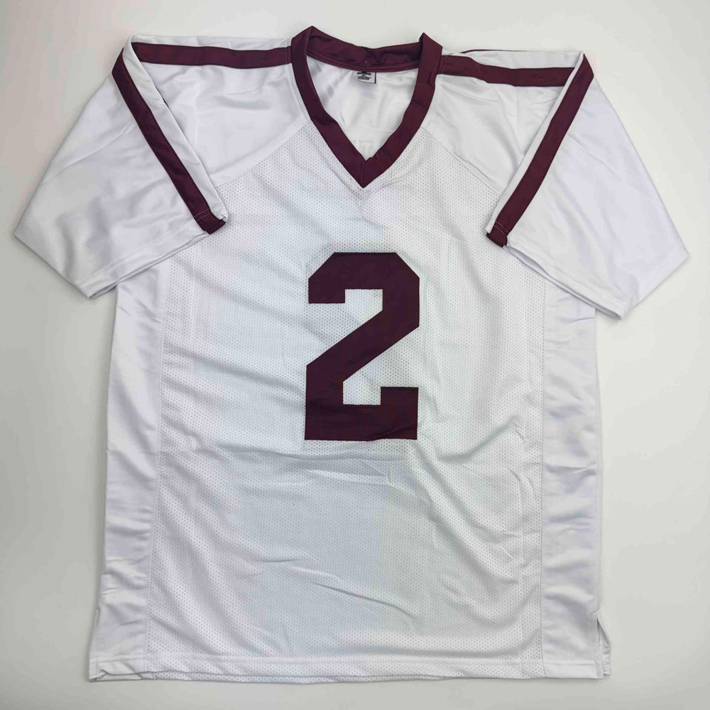 Autographed/Signed Johnny Manziel 12 Heisman Texas A&M White College Football Jersey JSA COA