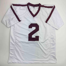Autographed/Signed Johnny Manziel 12 Heisman Texas A&M White College Football Jersey JSA COA