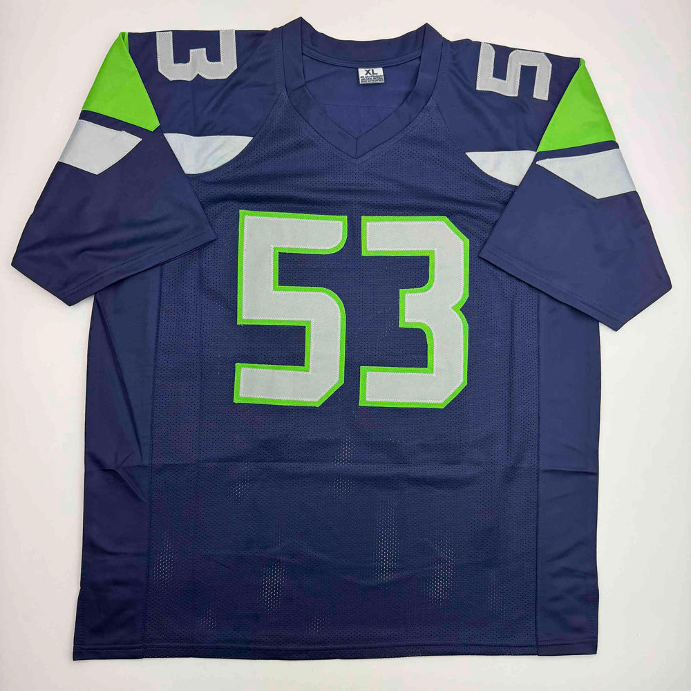 Autographed/Signed Malcolm Smith Seattle Blue Football Jersey Beckett BAS COA