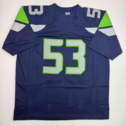 Autographed/Signed Malcolm Smith Seattle Blue Football Jersey Beckett BAS COA