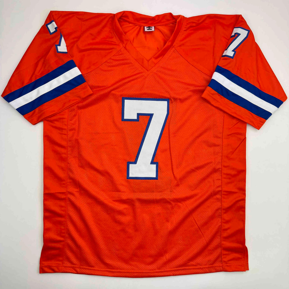 Autographed/Signed John Elway Denver Orange Retro Football Jersey JSA COA