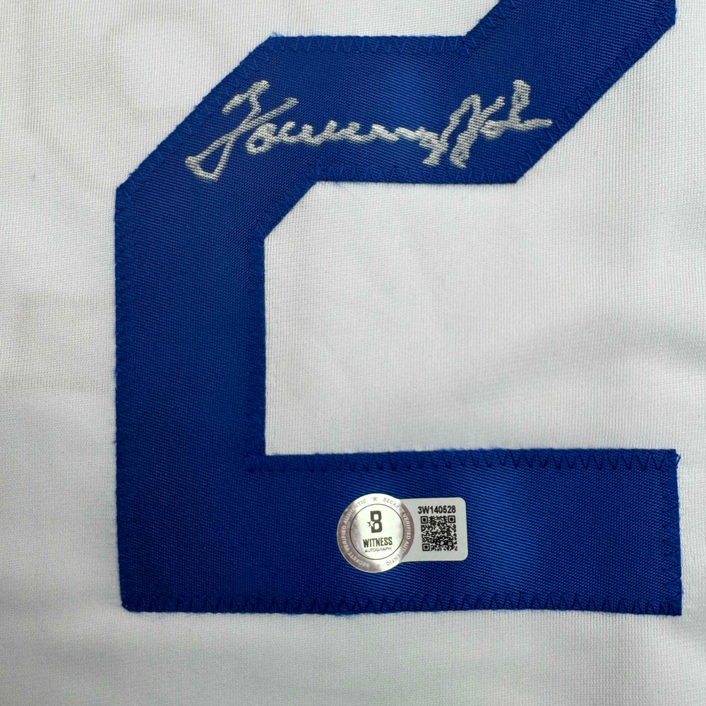 Autographed/Signed Tommy John Los Angeles White Baseball Jersey Beckett BAS COA