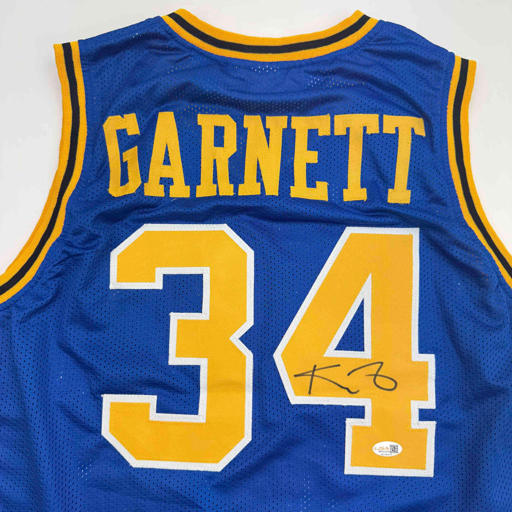Autographed/Signed Kevin Garnett Blue Farragut High School Basketball Jersey Beckett BAS COA