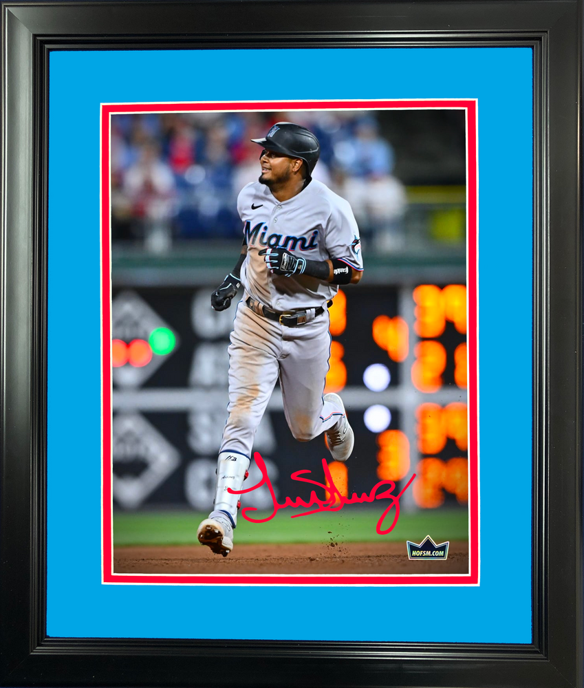 Framed Luis Arraez Miami Marlins Facsimile Laser Engraved Signature Auto 11"x14" Baseball Photo HOFSM Holo (ONLINE ORDER ONLY)