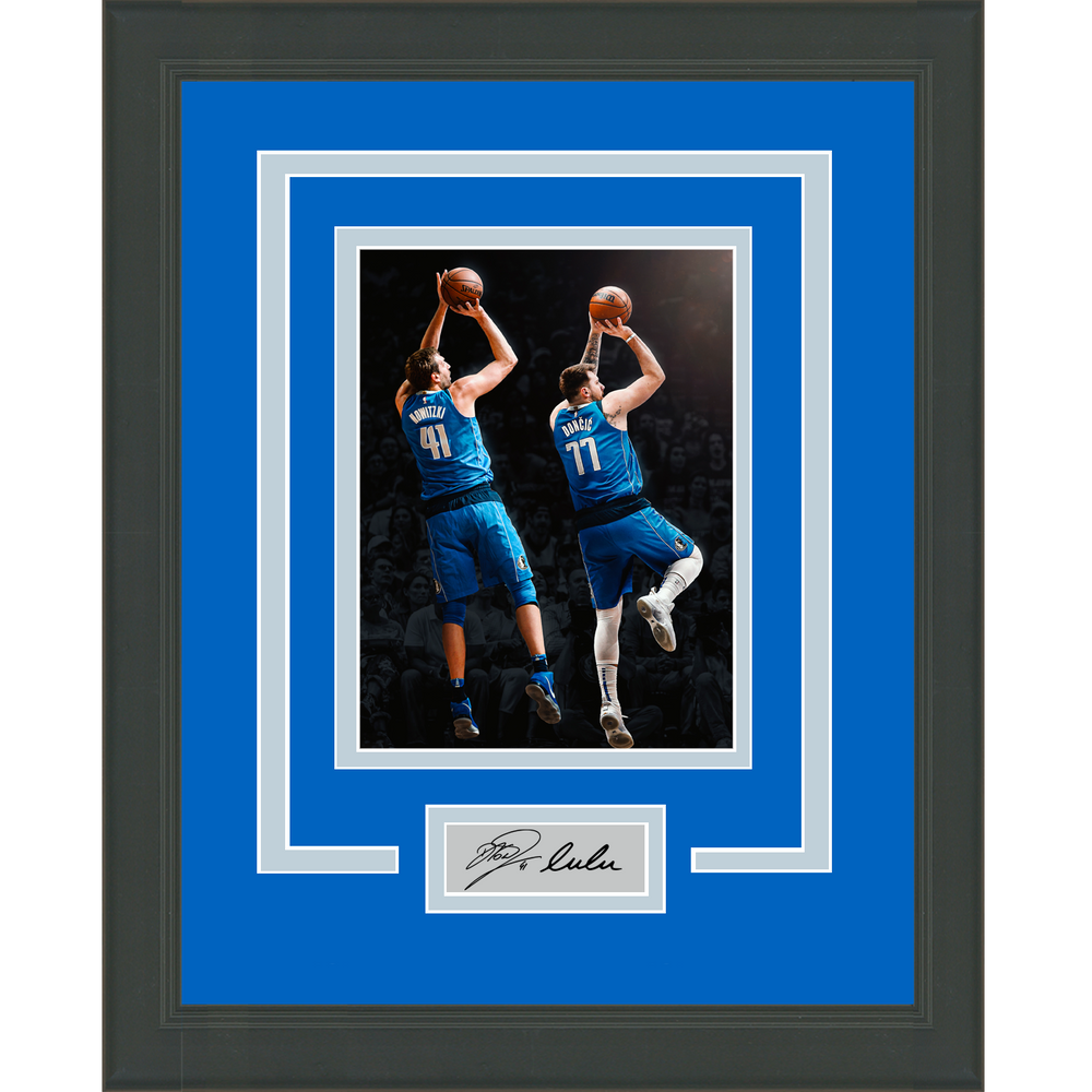 Framed Luka Doncic Dirk Nowitzki Dual Facsimile Laser Engraved Signature Auto Dallas Mavericks 11x14 Basketball Photo (ONLINE ORDER ONLY)