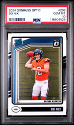 Graded 2024 Panini Donruss Optic Bo Nix #209 Rookie RC Football Card PSA 10 Gem Mint (ONLINE ORDER ONLY)