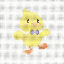 Chick Needlepoint Canvas with Bow Tie – 4"x4", 18 Mesh by Misty Morrow (ONLINE ORDER ONLY)