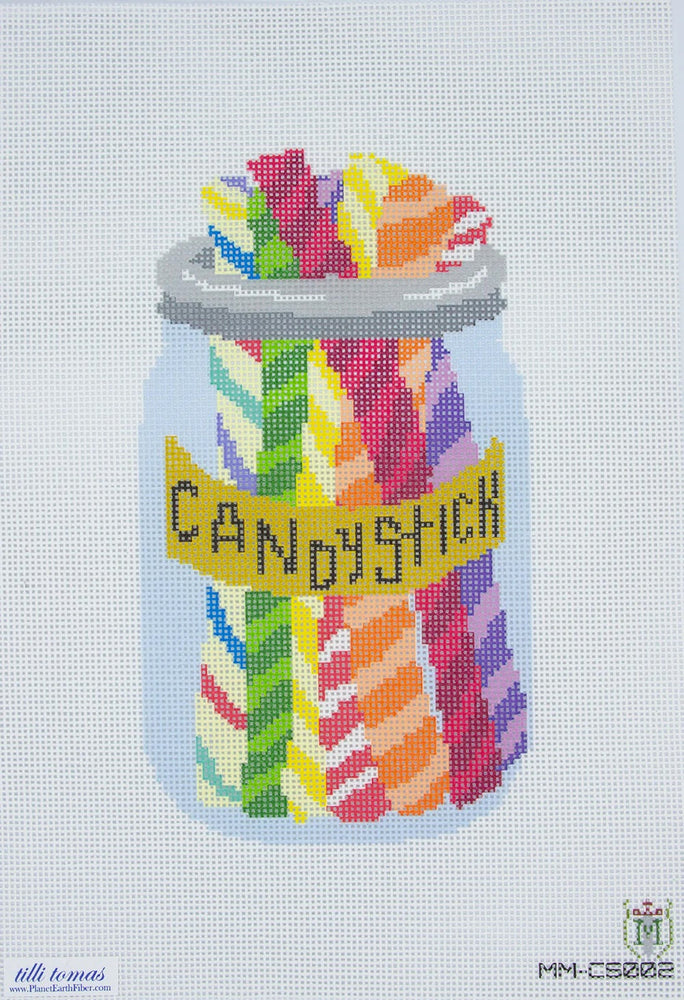 Candy Jar with Candy Sticks Needlepoint Canvas – 9"x5", 13 Mesh by Misty Morrow (ONLINE ORDER ONLY)