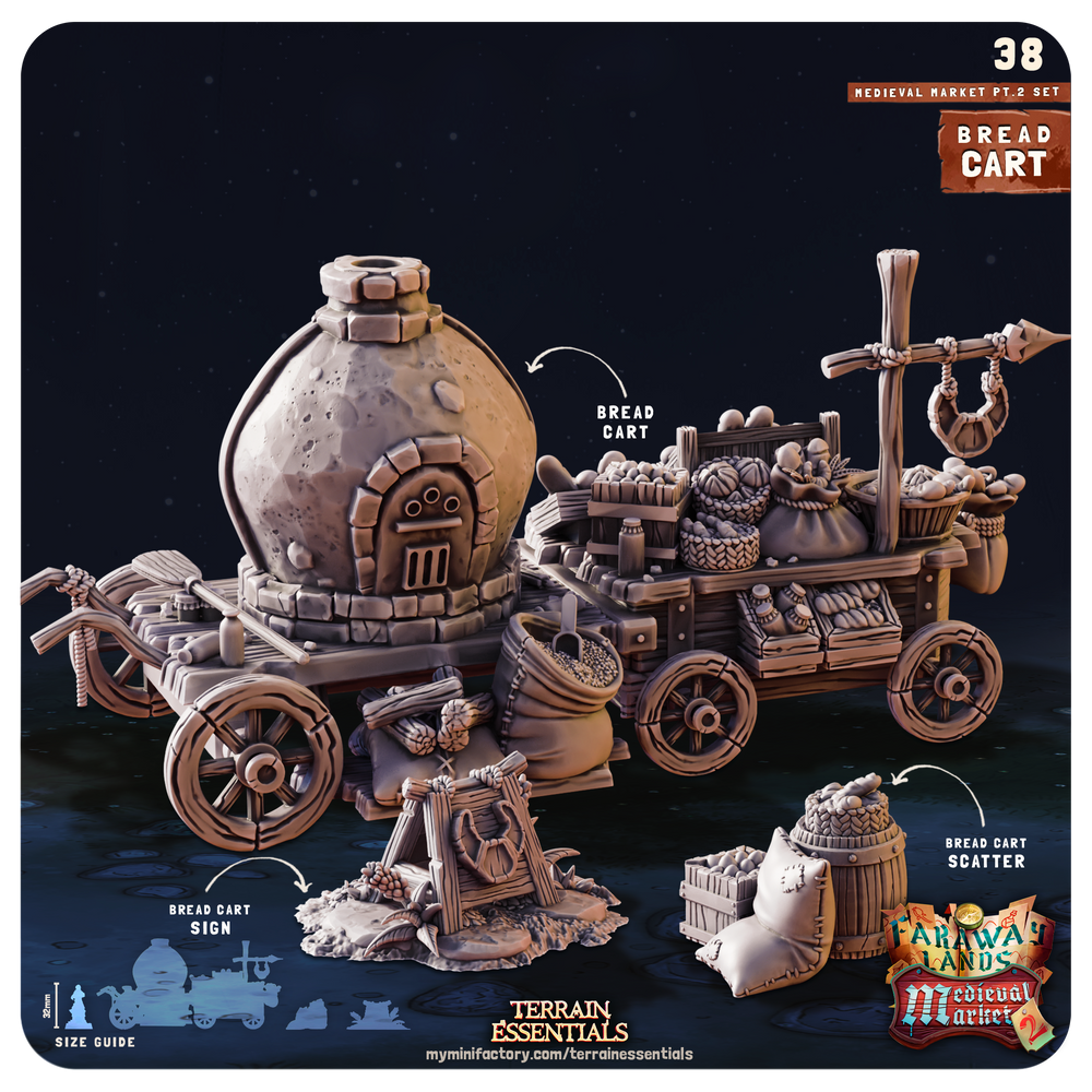 3D Printed Cast n Play Medieval Market 2 Terrain Set 28mm 32mm D&D (Online Only)