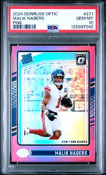 Graded 2024 Panini Donruss Optic Malik Nabers #271 Pink Rookie RC Football Card PSA 10 Gem Mint