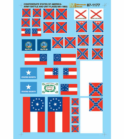 MSM87-1177 Battle Flag Stickers (1861-1865) HO Scale Micro Scale Models (ONLINE ORDER ONLY)
