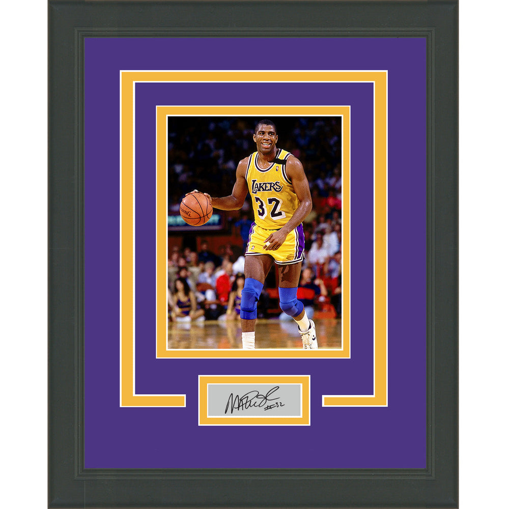 Framed Magic Johnson Facsimile Laser Engraved Signature Auto Los Angeles Lakers 11x14 Basketball Photo (ONLINE ORDER ONLY)