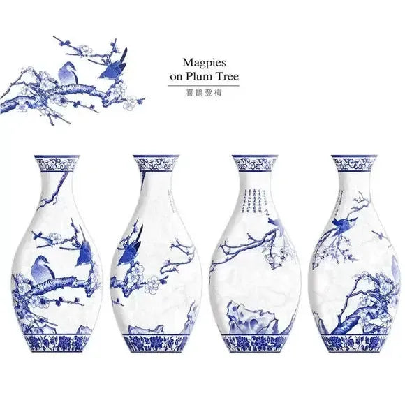 Magpies on Plum Tree Vase 160 Piece 3D Plastic Jigsaw Puzzle PieceRelax (ONLINE ORDER ONLY)
