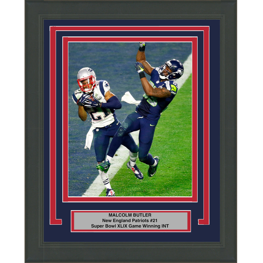 Framed Malcolm Butler New England Patriots Game Winning INT 8x10 Football Photo